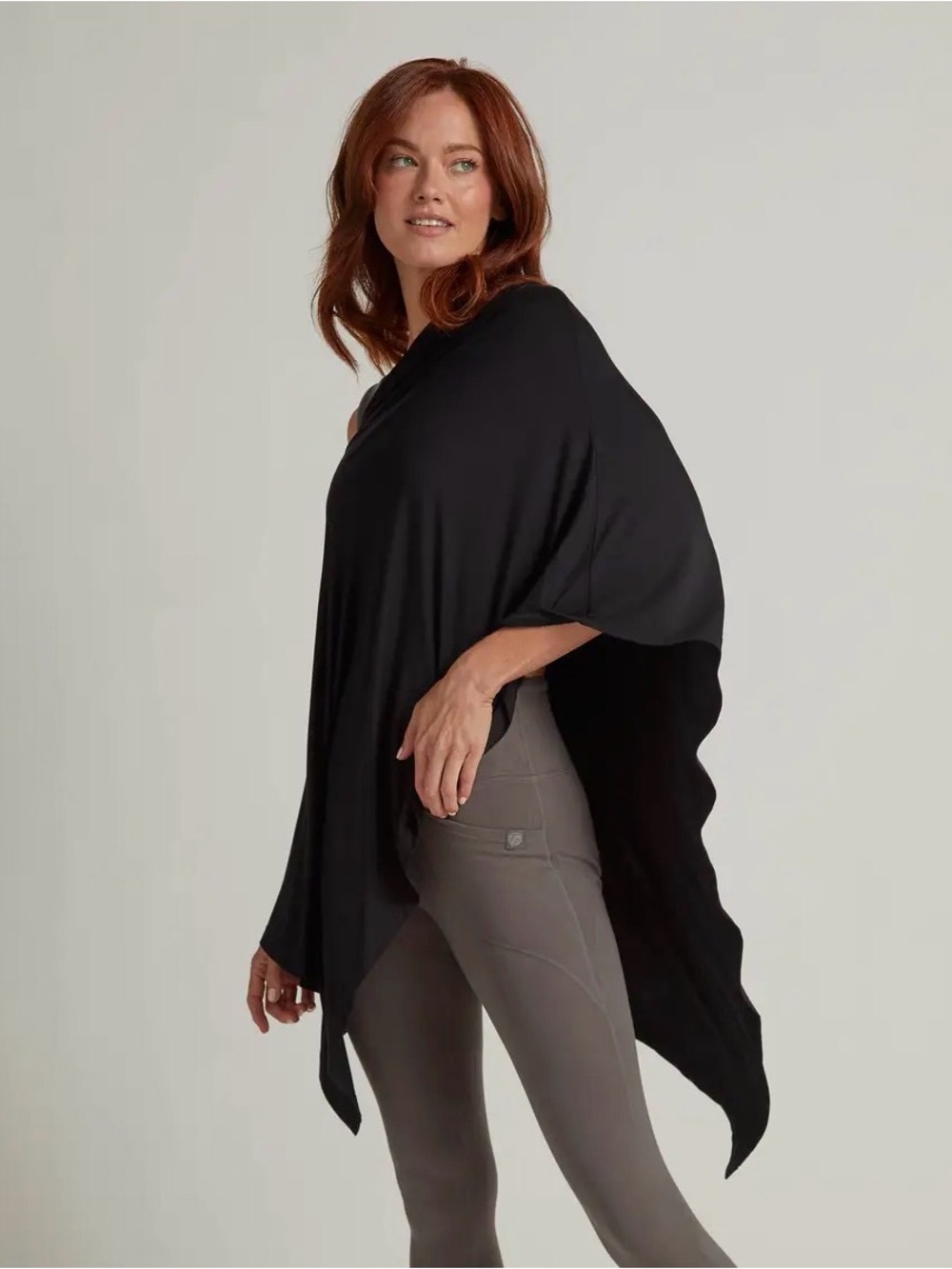Faceplant Dreams Voyager bamboo wrap Black Draped Poncho Top $60 New
